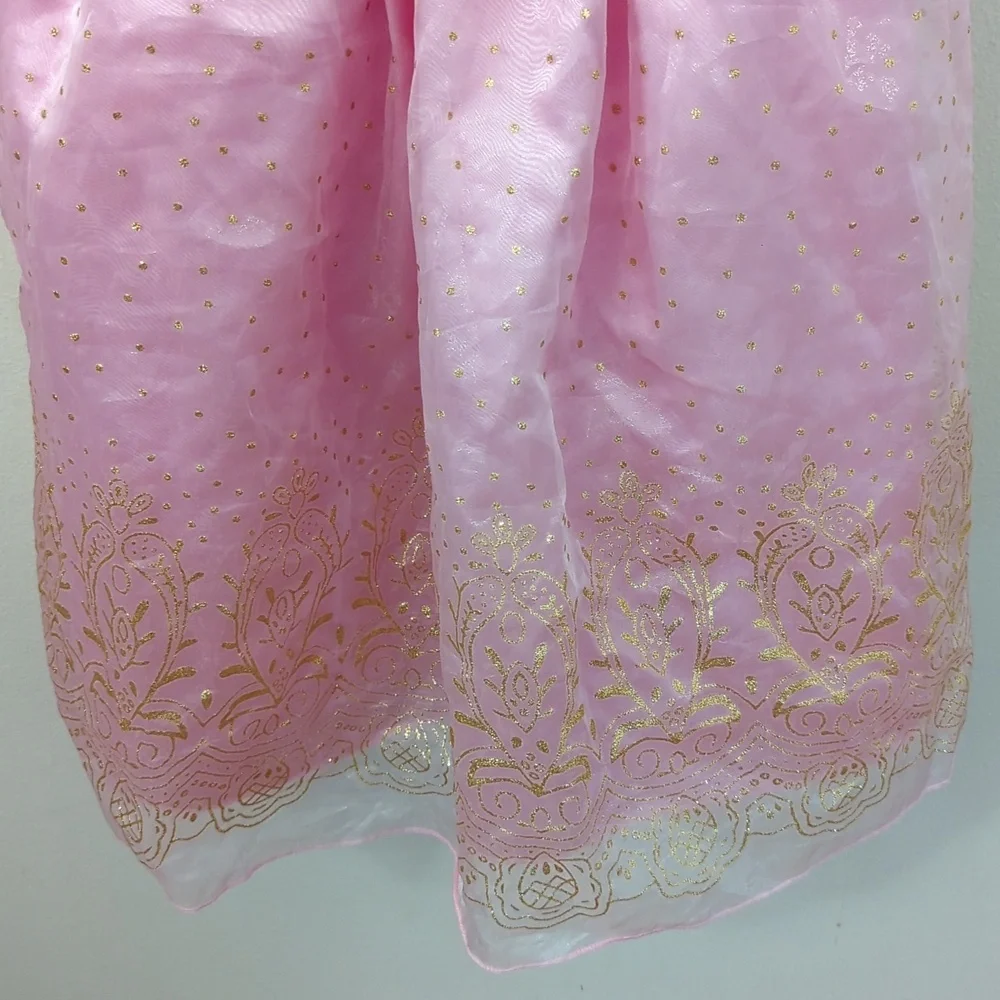 Pink + Gold Princess Dress Costume Tulle Velvet Pretend Girls Size EU 140 US 10